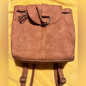 Suede, backpack, purse